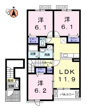 クラールプレディエE(3LDK/2階)の間取り写真