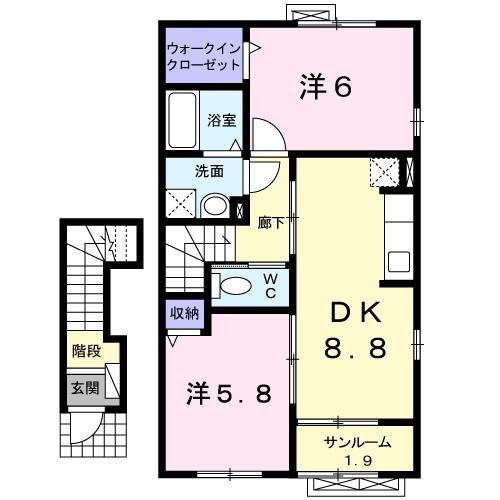 ポライトリ- KII(2DK/2階)の間取り写真