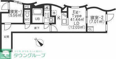 BRICK RESIDENCE 目黒本町(2DK/1階)の間取り写真