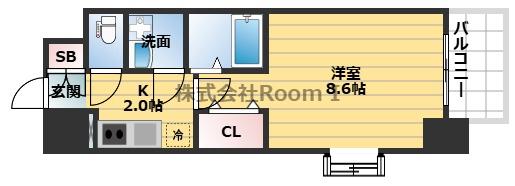 LOWLANDS西天満(1K/6階)の間取り写真