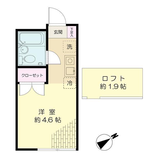 エンゼルハイム(ワンルーム/2階)の間取り写真