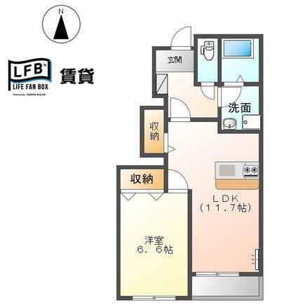 ウィング(1LDK/1階)の間取り写真
