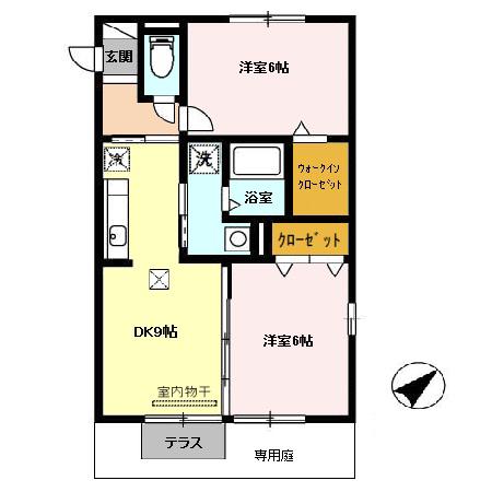 パストラル武雄B棟(2DK/2階)の間取り写真