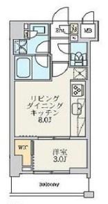 クレストコート北千住レジデンス(1LDK/3階)の間取り写真