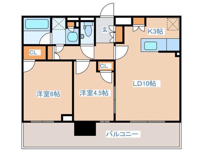シティタワー八王子フレシア(2LDK/24階)の間取り写真