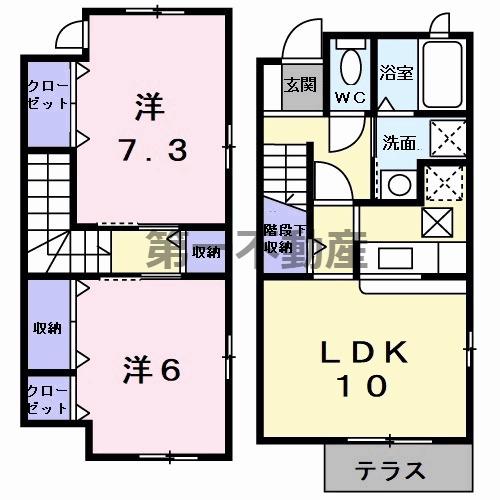アメニティカスガVI(2LDK/1階)の間取り写真