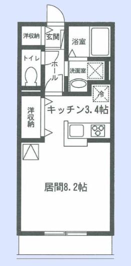 エルシオン(ワンルーム/1階)の間取り写真