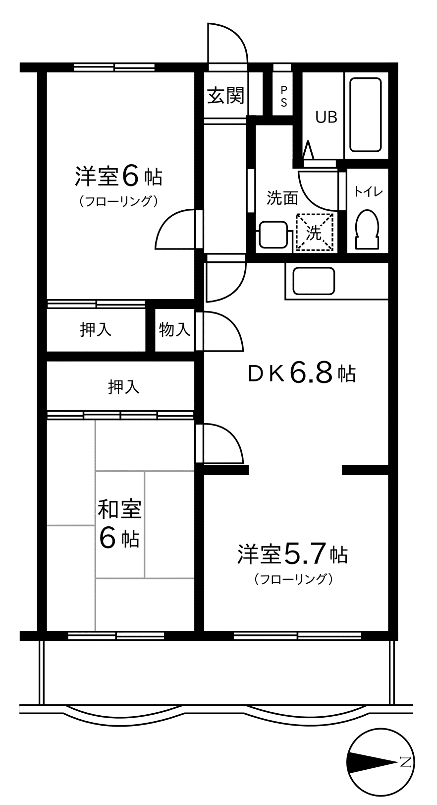 第7西砂川ハイツA(3DK/1階)の間取り写真