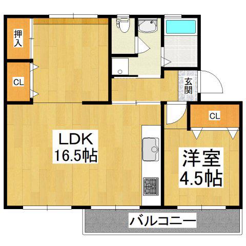 狭山7号棟(1LDK/4階)の間取り写真