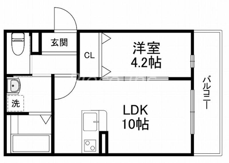 プリモ太子橋今市(1LDK/3階)の間取り写真