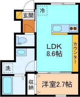 ハニエルV(1LDK/1階)の間取り写真