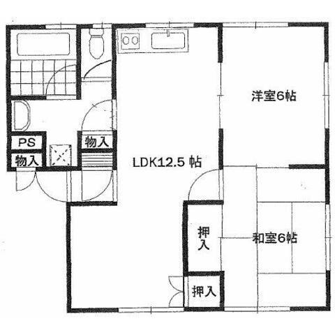 新倉ハイツ(2LDK/1階)の間取り写真