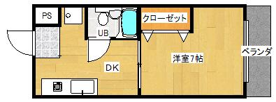 サンルートマンション(1K/2階)の間取り写真