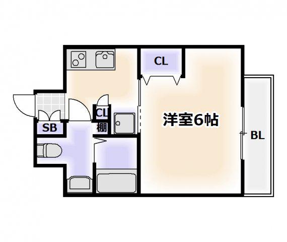 PARK HILLS難波南 HANEUL(1K/2階)の間取り写真