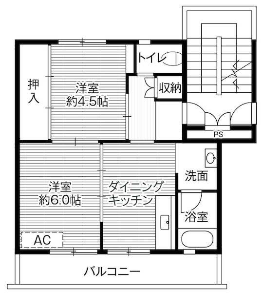 ビレッジハウス宮成2号棟(2DK/1階)の間取り写真