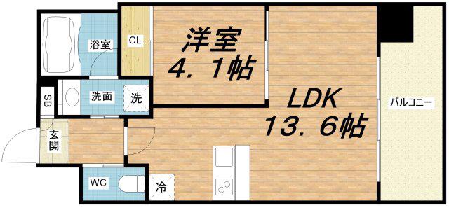 プレジオ弁天町(1LDK/7階)の間取り写真