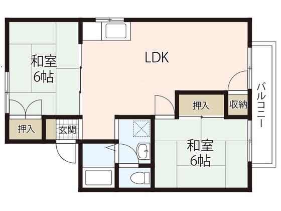パレーシャル林(2LDK/1階)の間取り写真