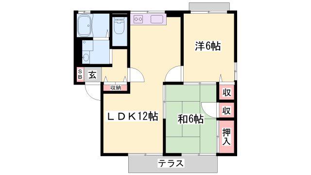 ガーデンハイツB(2LDK/2階)の間取り写真
