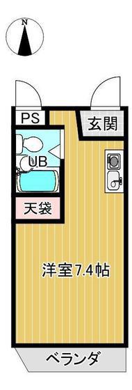 衣笠ビル(ワンルーム/1階)の間取り写真