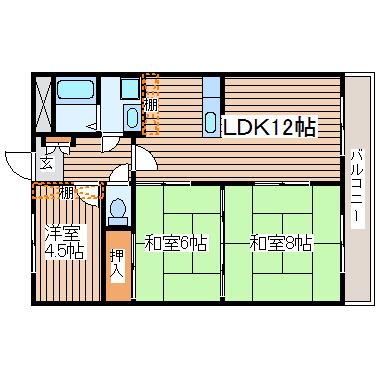 松屋南八木山(3LDK/2階)の間取り写真