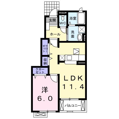 アルバ III(1LDK/1階)の間取り写真