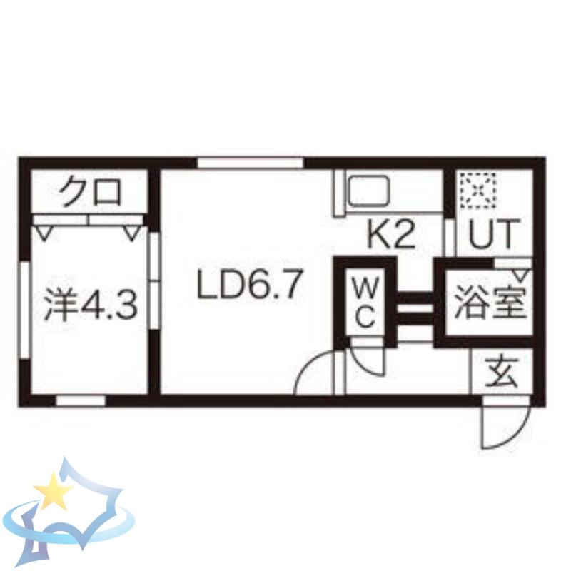 セカンドアベニューB(1LDK/4階)の間取り写真