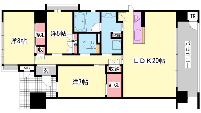 ネバーランド姫路駅前(2SLDK/7階)の間取り写真