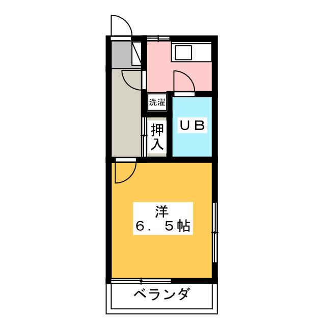 フローレスⅠ(1K/2階)の間取り写真