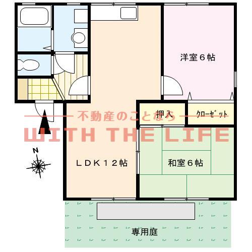 アーバンライフ津福(2LDK/1階)の間取り写真