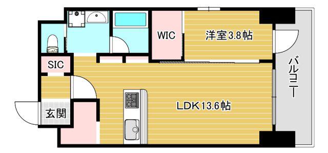 BRAVE松屋町(1LDK/3階)の間取り写真