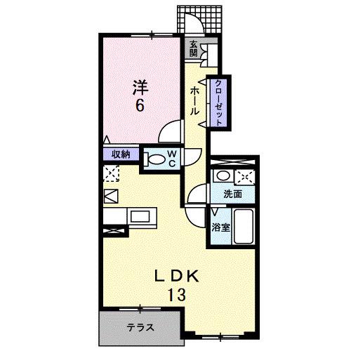 フォレストヒルズII(1LDK/1階)の間取り写真