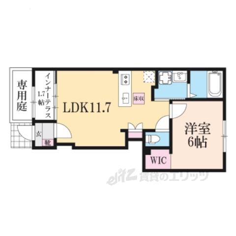 草津市川原2丁目アパート(1LDK/1階)の間取り写真