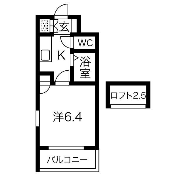 シャンブル塩原(1K/3階)の間取り写真