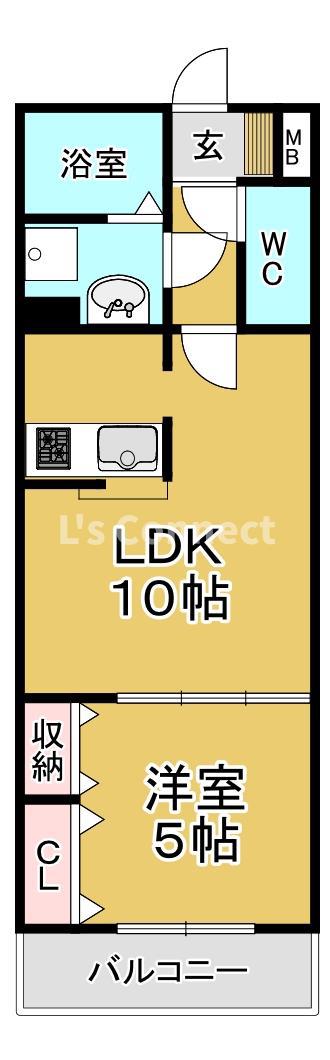 セロー明通館(1LDK/2階)の間取り写真