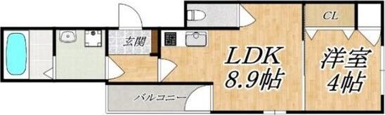 F ASECIA CROWN(1LDK/3階)の間取り写真