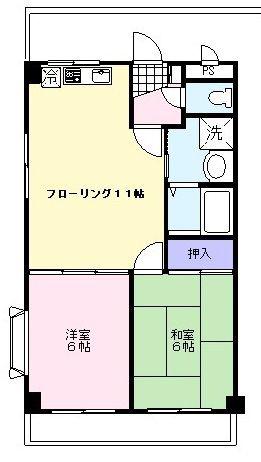 グリーンヒル・カトウ(2LDK/3階)の間取り写真