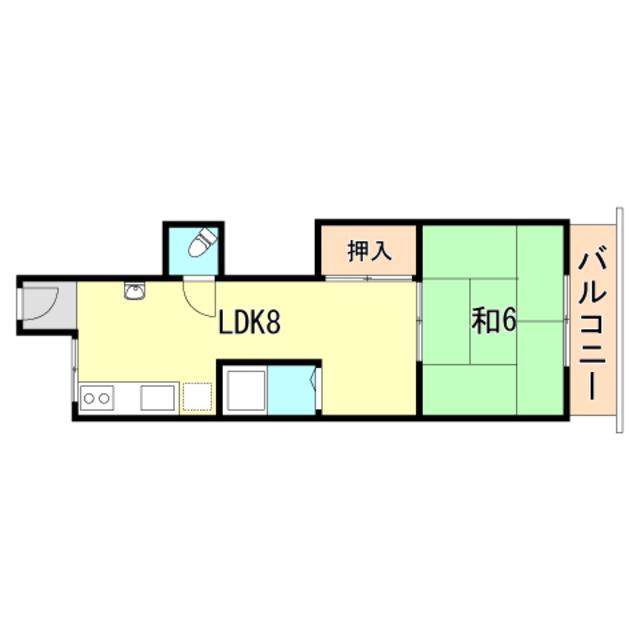 東須磨八木マンション(1LDK/3階)の間取り写真