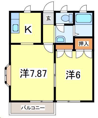 サニーサイドI(1LDK/1階)の間取り写真