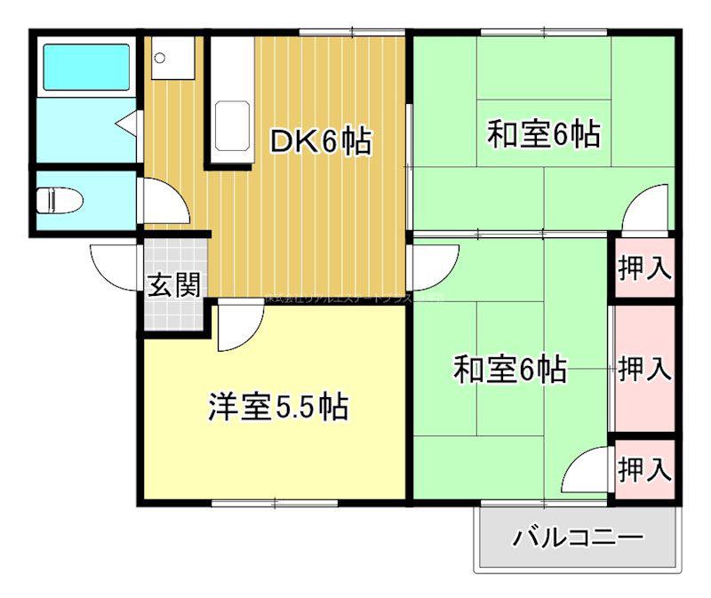 LA GRACE DEUX(3DK/1階)の間取り写真