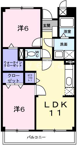ビサイド大蔵谷(2LDK/2階)の間取り写真