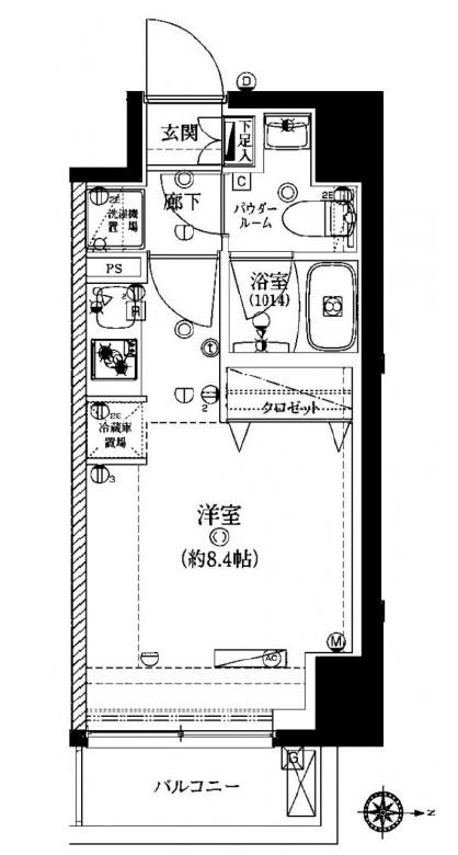 アルテシモ グレアス(1K/9階)の間取り写真
