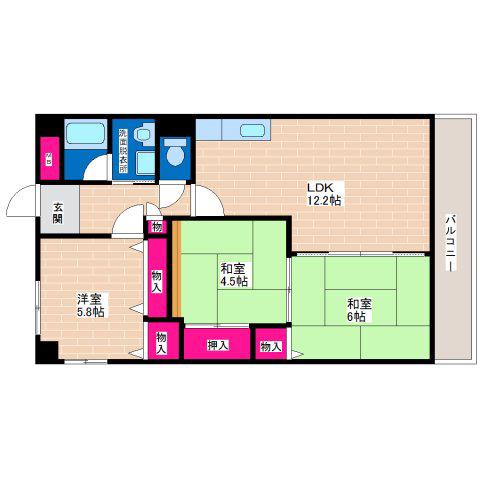 パストラル長原(3LDK/2階)の間取り写真