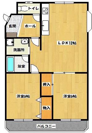 ミズマハイツ(2LDK/1階)の間取り写真