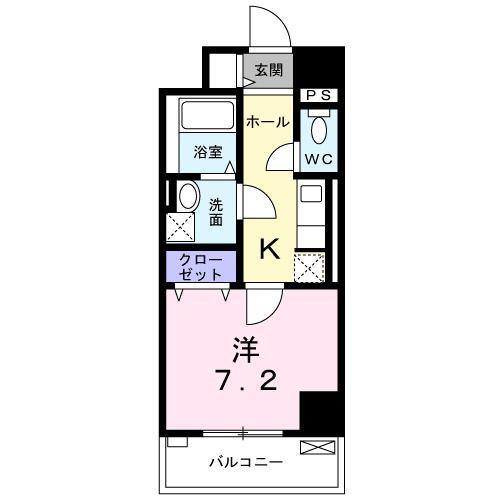 BONHEUR姫路栗山町(1K/2階)の間取り写真