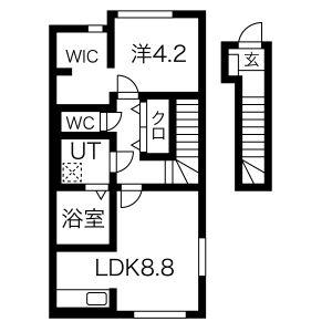 ラポール久野本(1LDK/2階)の間取り写真