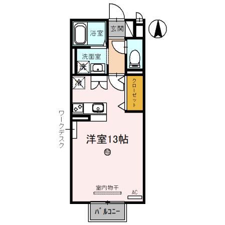コンフォールM(ワンルーム/2階)の間取り写真