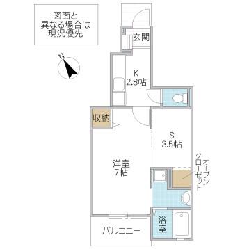 ブリーズガーデンI(1SK/1階)の間取り写真