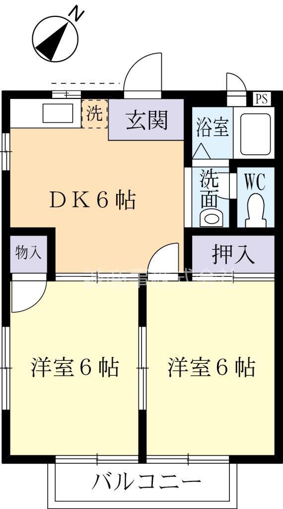 ガーデンハイツ壱番館(2DK/1階)の間取り写真