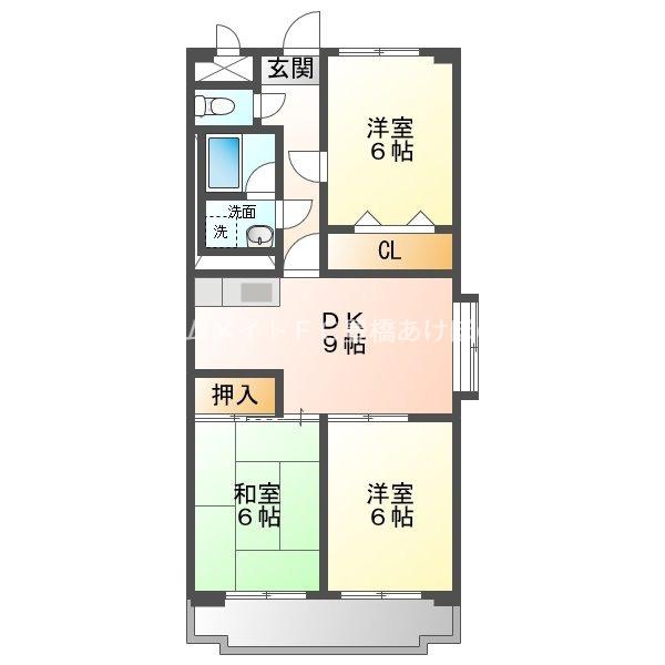 オアシス鷹丘(3DK/3階)の間取り写真