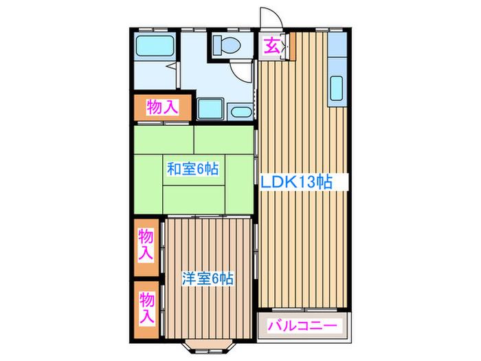 カーサ・シミズ(2LDK/1階)の間取り写真